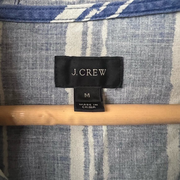 J Crew Striped Hooded Shirt Lightweight Hoodie Pullover Button Sz M Men’s - Picture 2 of 4